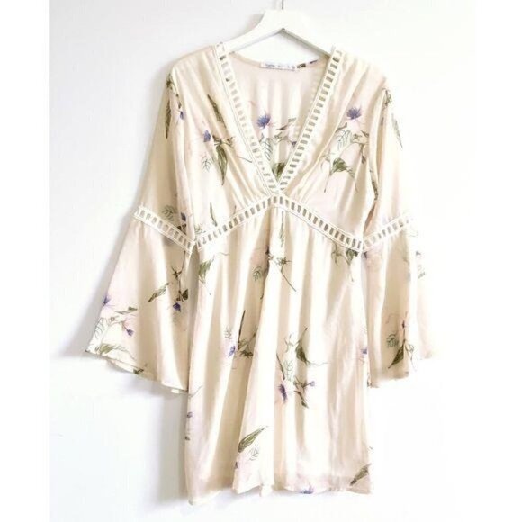 Fraiche By J Floral Print Chiffon Blouson Dress, size L - Picture 5 of 11